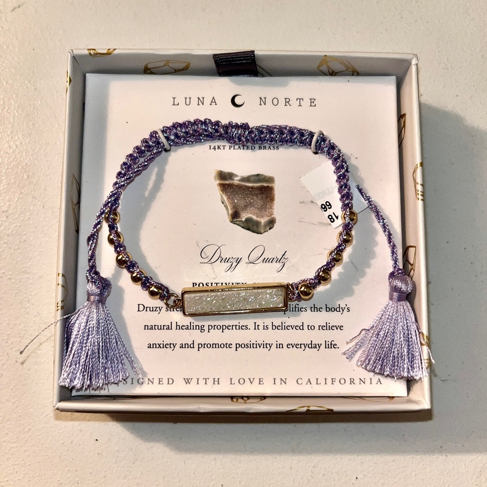 Luna Norte positivity healing bracelet 14kt plated brass (made in california)